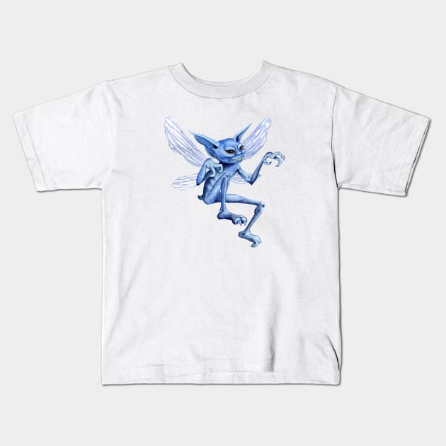 Blue magical creature Kids T-Shirt by Simple Wishes Art